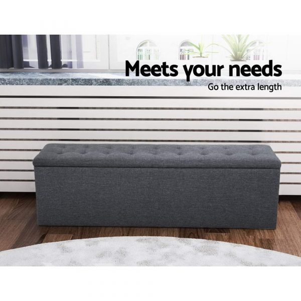 Storage Ottoman Blanket Box - Dark Grey - Image 3