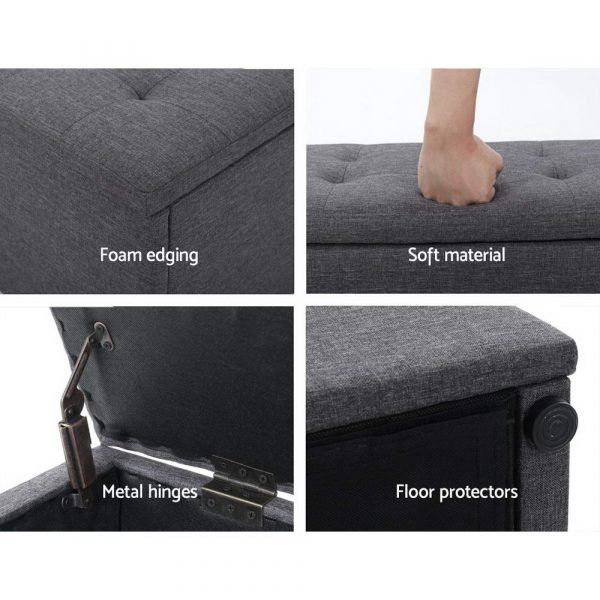 Storage Ottoman Blanket Box - Dark Grey - Image 4