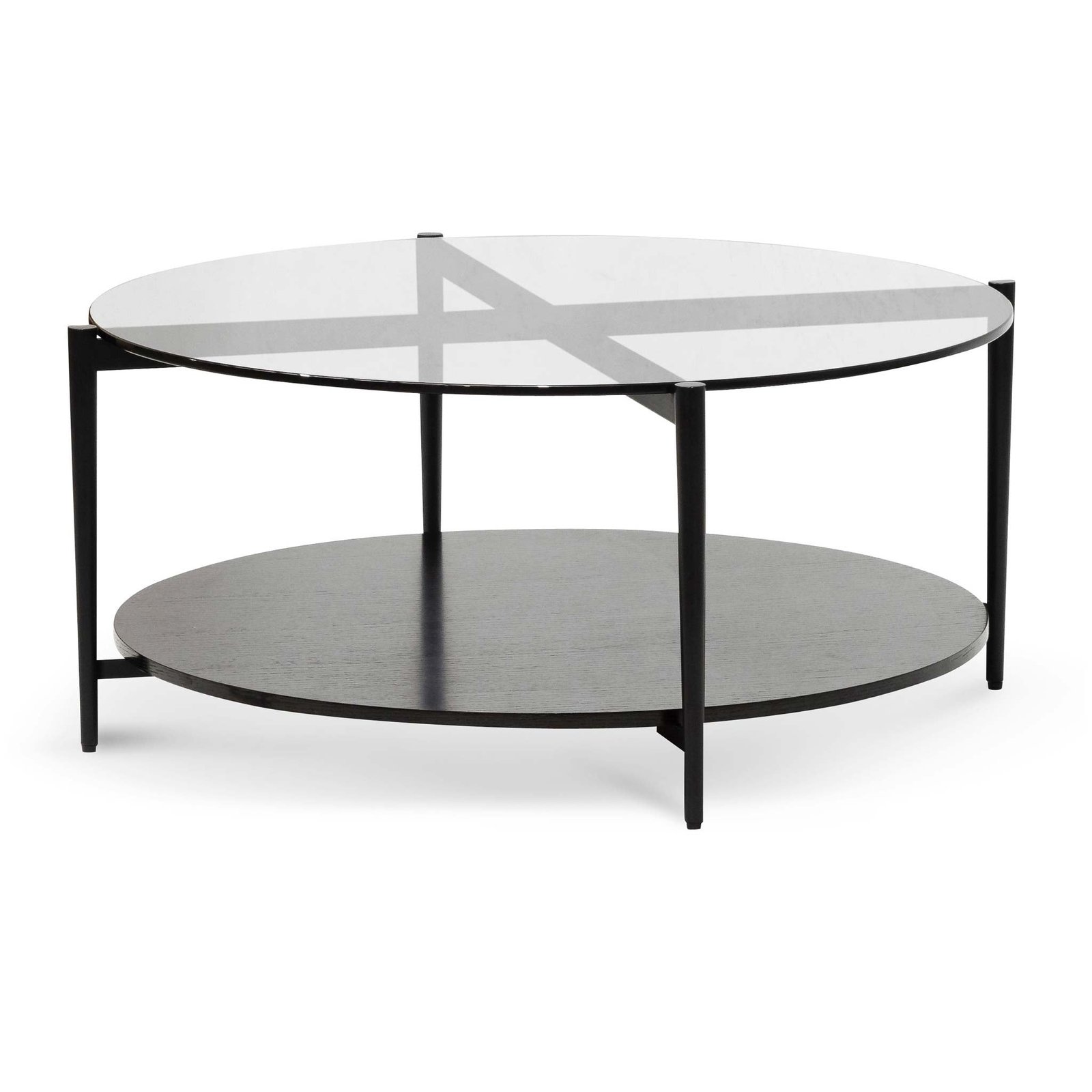 Round Grey Glass Coffee Table Black Touch of Scandi