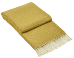 Throw Blanket Merino Wool Blend - Mustard