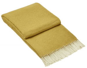 Throw Blanket Merino Wool Blend - Mustard