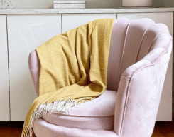 Alternative view of Throw Blanket Merino Wool Blend - Mustard