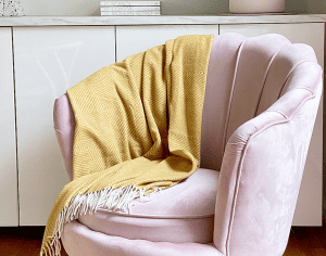 Alternative view of Throw Blanket Merino Wool Blend - Mustard
