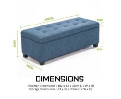 Alternative view of Dark Blue Storage Ottoman 102cm