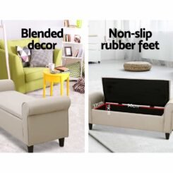 Alternative view of Storage Ottoman Linen Fabric - Taupe