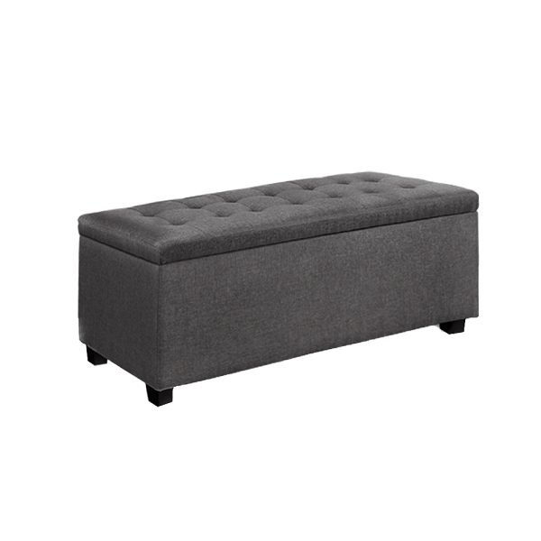 Large Fabric Storage Ottoman - Dark Grey