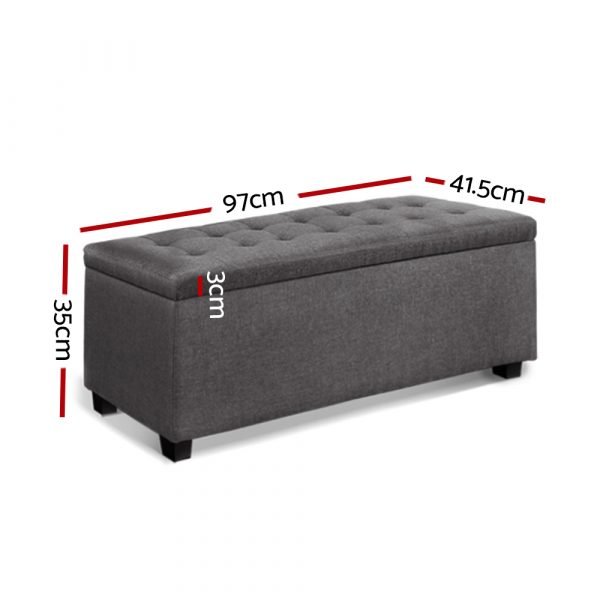 Large Fabric Storage Ottoman - Dark Grey - Image 3