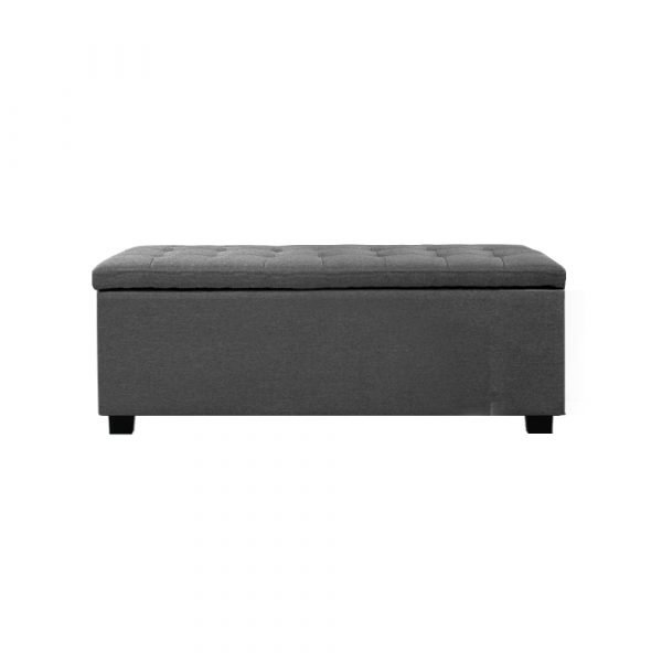 Large Fabric Storage Ottoman - Dark Grey - Image 4