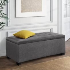 Alternative view of Large Fabric Storage Ottoman - Dark Grey