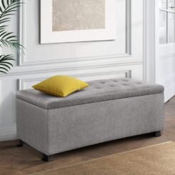 Alternative view of Large Fabric Storage Ottoman - Light Grey