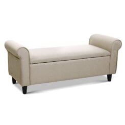 Storage Ottoman Linen Fabric - Taupe