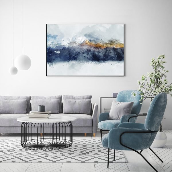 Wall Art Black Frame Canvas - Sunlight Mountains - Image 3