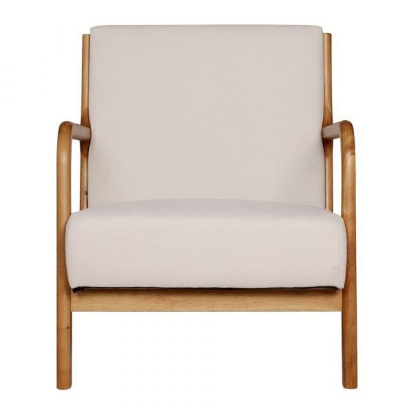 Accent Armchair - Beige Fabric Rubber Wood - Image 6