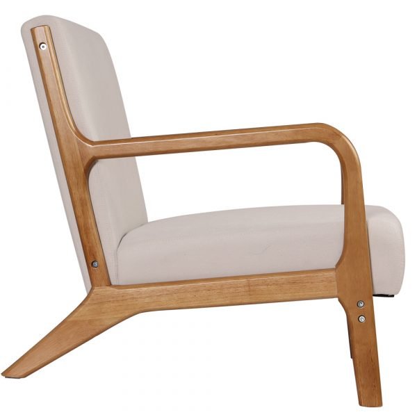 Accent Armchair - Beige Fabric Rubber Wood - Image 5