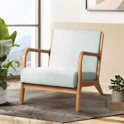 Alternative view of Accent Armchair - Grey Fabric Rubber Wood