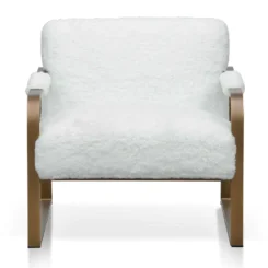 Alternative view of White Fur Armchair - Antique Golden Frame