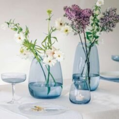 Hand Blown Glass Vase Siccori Blue