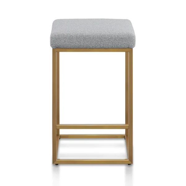 Pepper Boucle Bar Stool - Brushed Gold Base - Image 2