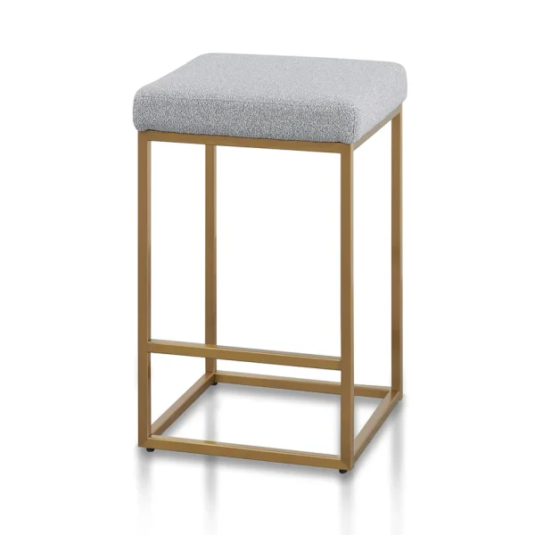 Pepper Boucle Bar Stool - Brushed Gold Base