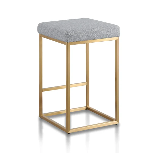 Pepper Boucle Bar Stool - Brushed Gold Base - Image 3