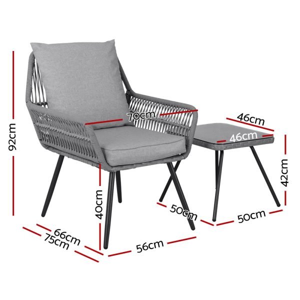 Gardeon Outdoor Furniture 3-Piece Lounge Setting Patio Set - Image 4