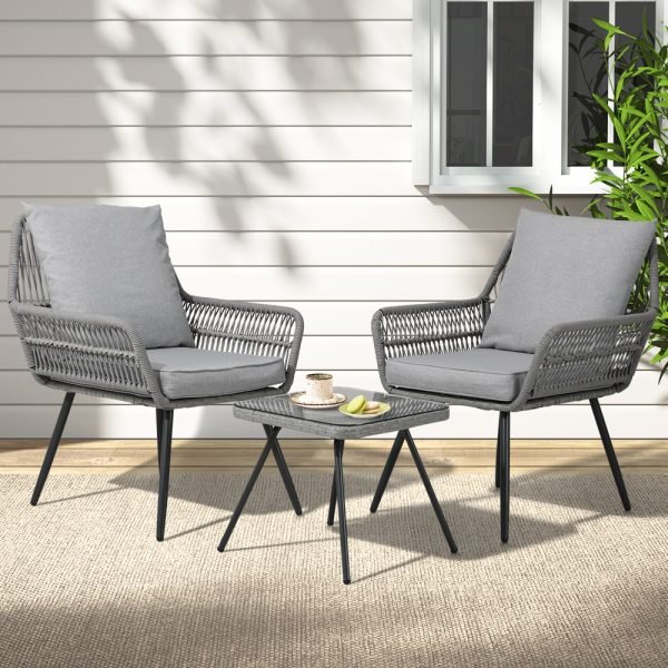 Gardeon Outdoor Furniture 3-Piece Lounge Setting Patio Set - Image 2