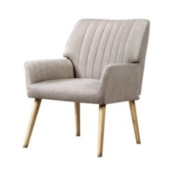 Fabric Armchair Accent Dining Chair - Beige