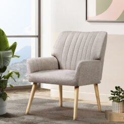 Alternative view of Fabric Armchair Accent Dining Chair - Beige