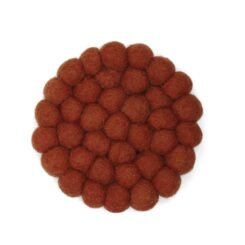 Hand Felted Coaster Small 2pk Rust Red