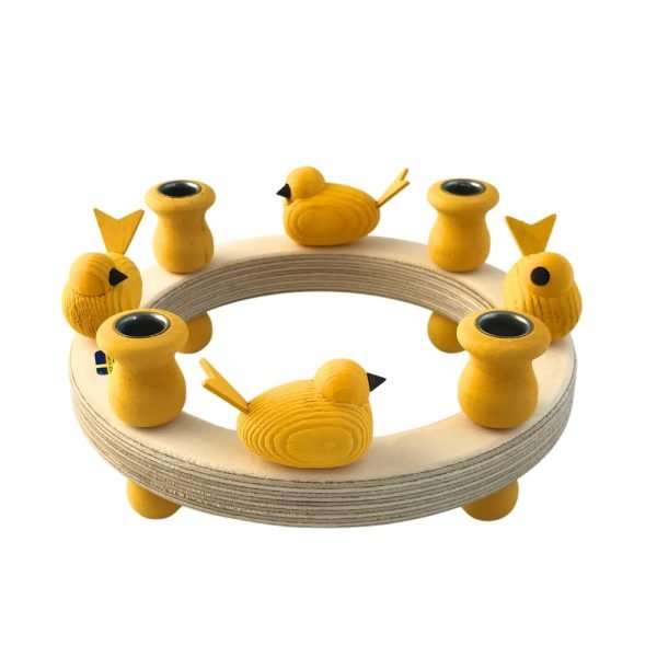 Candle Wreath Timber Medium - 4 Bird Yellow