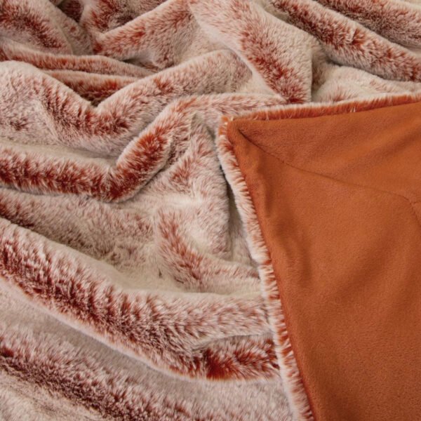 Archie Faux Fur Throw 130x160cm Terracotta - Image 2