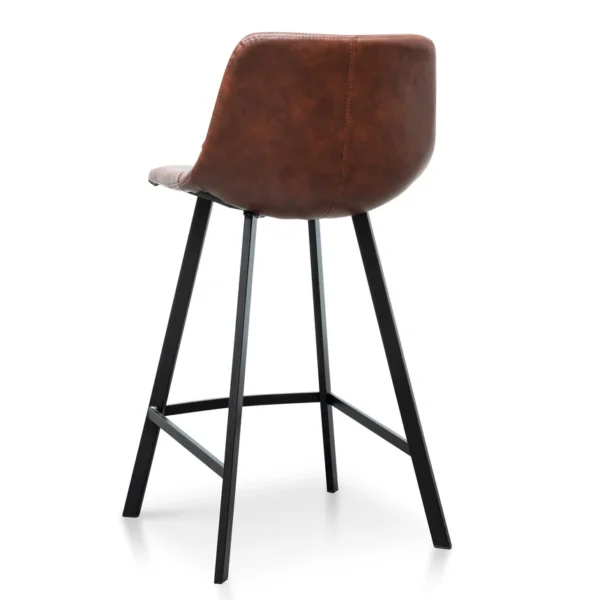 65cm Bar Stool - Cinnamon Brown PU Leather (Set of 2) - Image 2