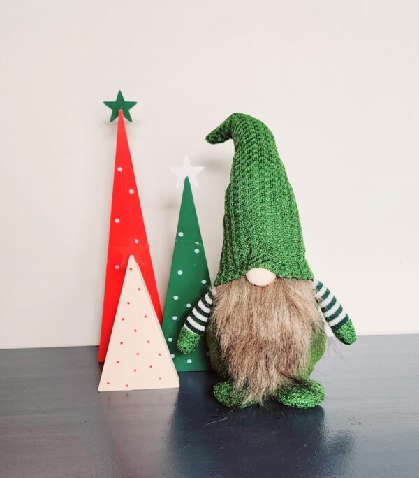 Nordic Christmas Gnome Tomte Nisse Green Hat Standing - Image 2