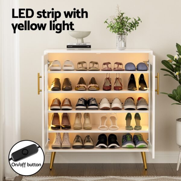 Artiss Shoe Rack 5-tier 20 Pairs Storage LED Light - Image 5