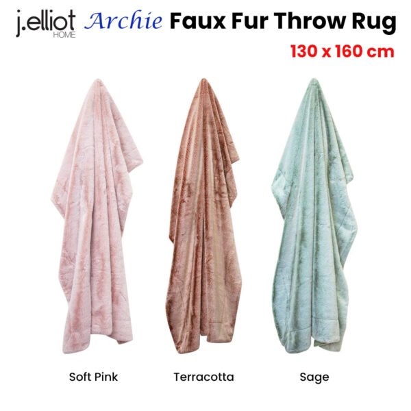 Archie Faux Fur Throw 130x160cm Soft Pink - Image 3