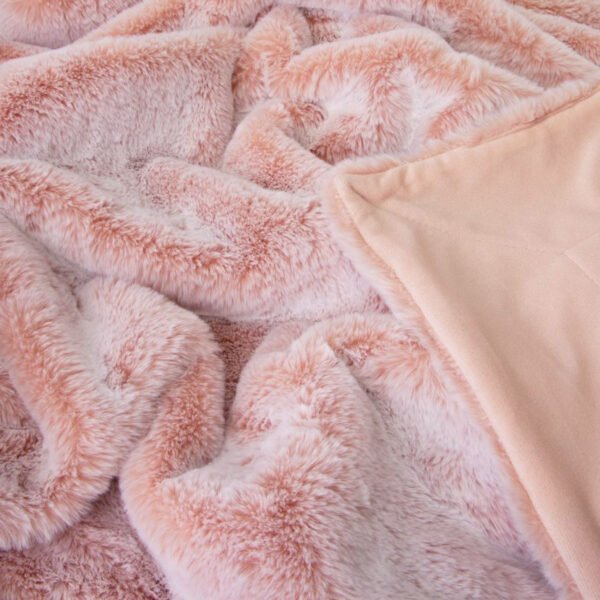 Archie Faux Fur Throw 130x160cm Soft Pink - Image 2