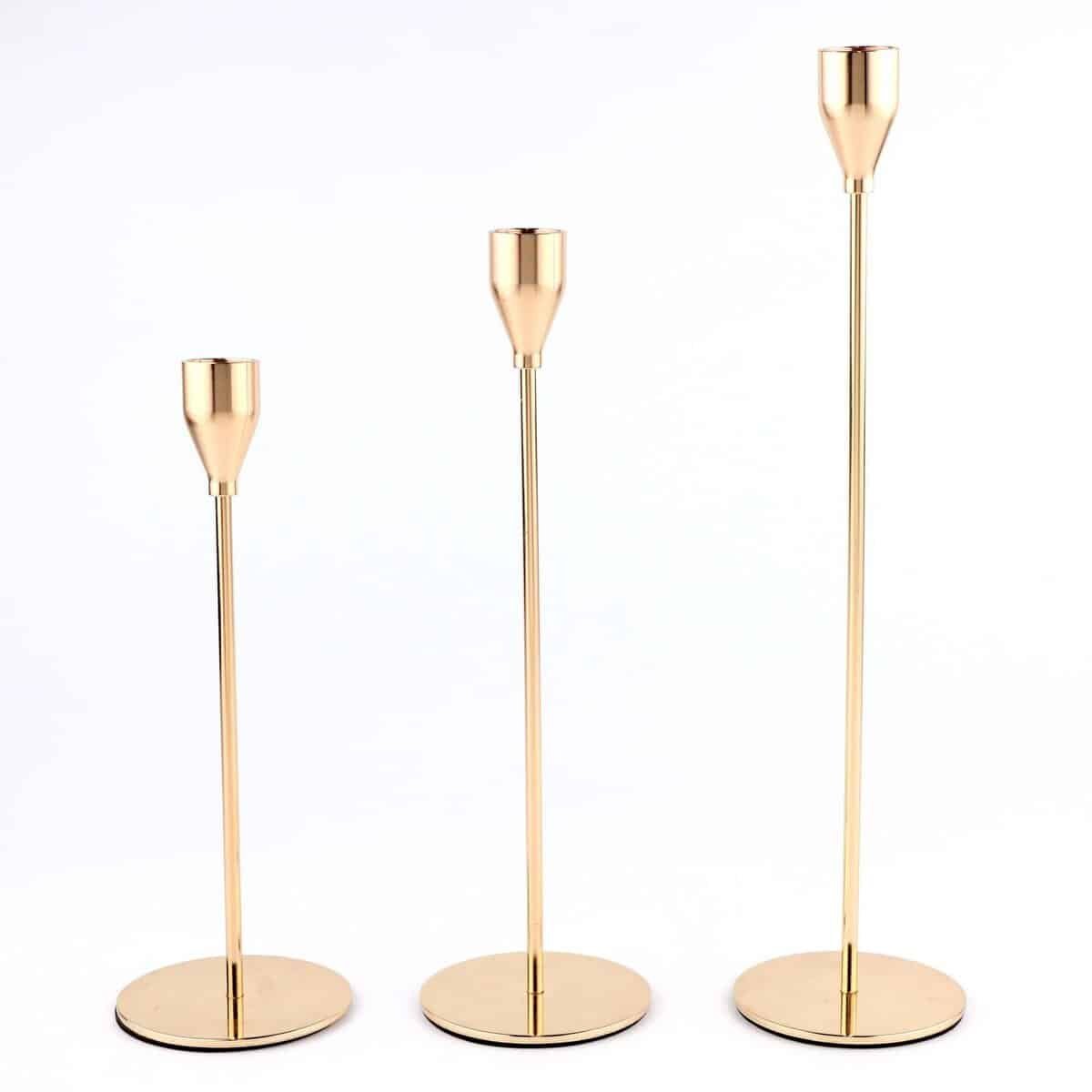 Minimalist Gold Metal Candle Holder Set - 3 Piece - Touch of Scandi
