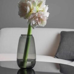 Hand Blown Glass Vase Siccori Smoke Grey