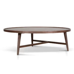 1.1m Wooden Round Coffee Table Walnut